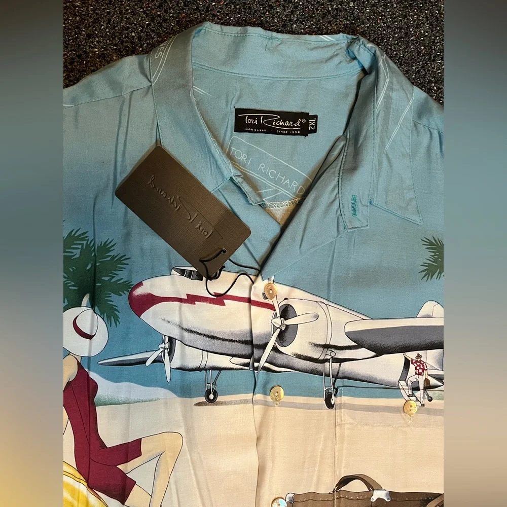 Tori Richard Men's 2XL NWT plane Hawaiian Shirt - Picture 4 of 4